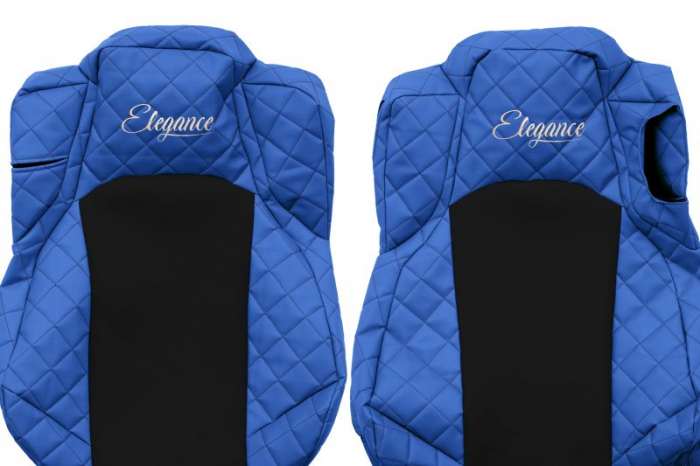 Huse scaun camion Elegance (albastru, material eco-piele / velur, serie ELEGANCE, VENTILAT; scaunul soferului confortabil) potrivit MERCEDES ACTROS MP4 [3]