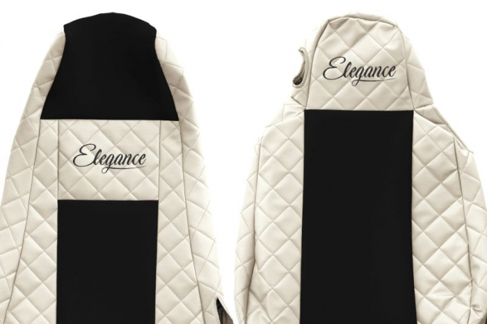 Huse scaun camion Elegance (bej, material eco-piele / velur, serie ELEGANCE, Cabina STREAMLINE; cu microfon; integreaza tetiera pasagerului; tetiera soferului integrata) potrivit SCANIA [3]