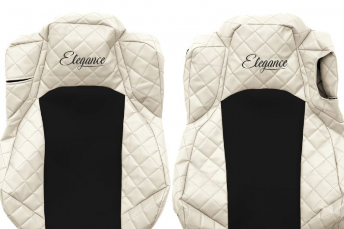 Huse scaun camion Elegance (bej, material eco-piele / velur, serie ELEGANCE, VENTILAT; egrate; scaunul soferului confortabil) potrivit MERCEDES ACTROS MP4 [3]