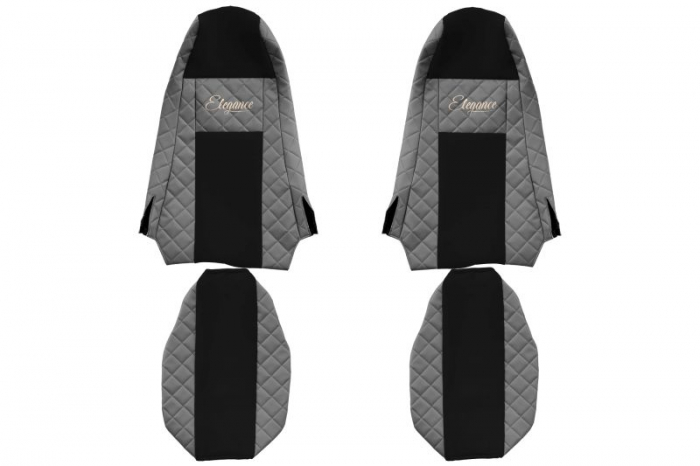 Huse scaun camion Elegance (gri, material eco-piele / velur, serie ELEGANCE, Cabina STREAMLINE; fara microfon; tetiera integrata pentru pasageri; tetiera soferului integrata) potrivit SCANIA [1]