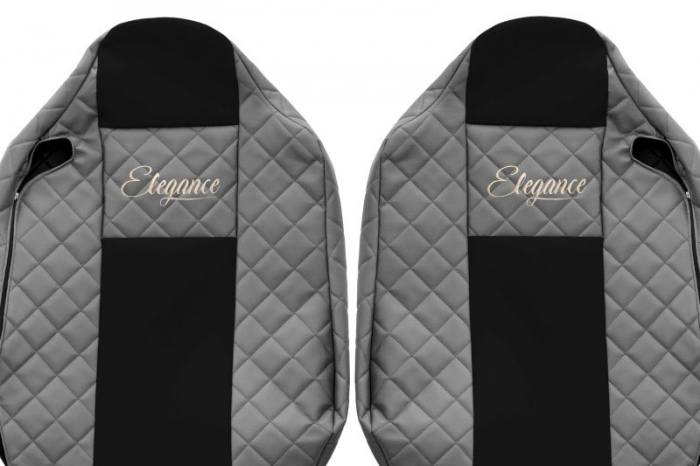 Huse scaun camion Elegance (gri, material eco-piele / velur, serie ELEGANCE, tetiera integrata pentru pasageri; tetiera soferului integrata) potrivit RENAULT T [3]