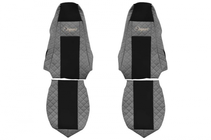 Huse scaun camion Elegance (gri, material eco-piele / velur, serie ELEGANCE, tetiera integrata pentru pasageri; tetiera soferului integrata) potrivit SCANIA [1]