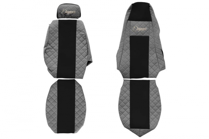 Huse scaun camion Elegance (gri, material eco-piele / velur, serie ELEGANCE, tetiera reglabila a pasagerului; tetiera soferului integrata) potrivit SCANIA [1]