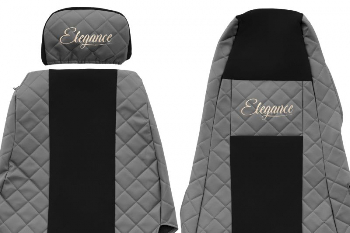 Huse scaun camion Elegance (gri, material eco-piele / velur, serie ELEGANCE, tetiera reglabila a pasagerului; tetiera soferului integrata) potrivit SCANIA [3]
