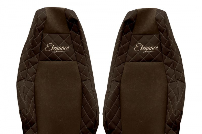 Huse scaun camion Elegance (maro, material eco-piele, serie ELEGANCE, tetiera integrata pentru pasageri; tetiera soferului integrata) potrivit SCANIA R [3]