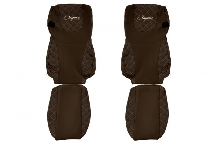 Huse scaun camion Elegance (maro, material eco-piele / velur, serie ELEGANCE, Euro 6) potrivit DAF [1]