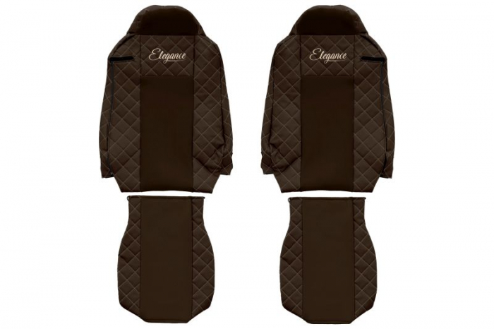 Huse scaun camion Elegance (maro, material eco-piele / velur, serie ELEGANCE) potrivit IVECO [1]