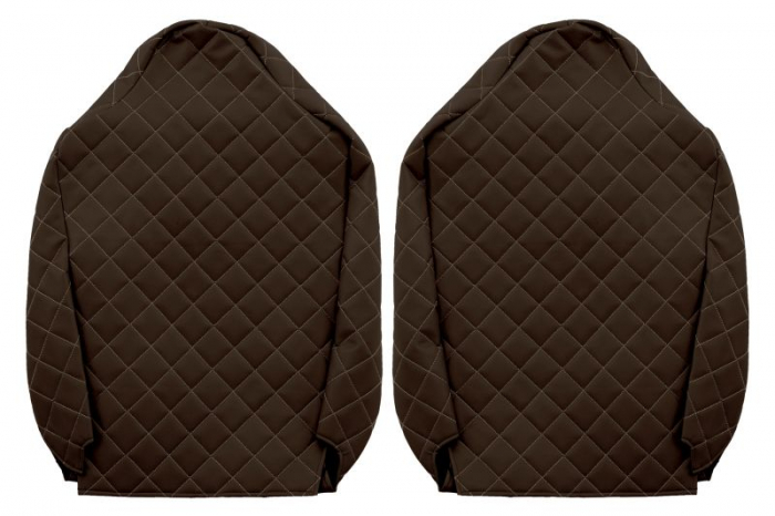 Huse scaun camion Elegance (maro, material eco-piele / velur, serie ELEGANCE, tetiera integrata pentru pasageri; tetiera soferului integrata) potrivit RENAULT T [2]
