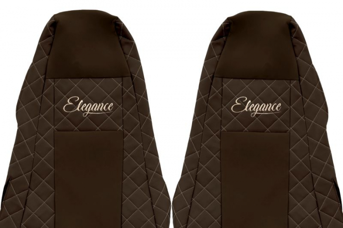 Huse scaun camion Elegance (maro, material eco-piele / velur, serie ELEGANCE, tetiera integrata pentru pasageri; tetiera soferului integrata) potrivit SCANIA [3]