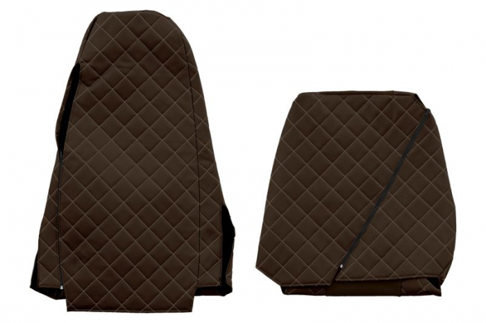 Huse scaun camion Elegance (maro, material eco-piele / velur, serie ELEGANCE, tetiera reglabila a pasagerului; tetiera soferului integrata) potrivit SCANIA [2]