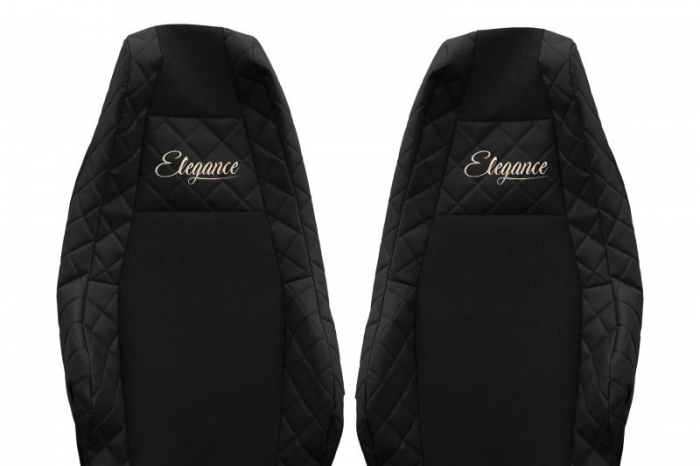 Huse scaun camion Elegance (negru, material eco-piele, serie ELEGANCE, tetiera integrata pentru pasageri; tetiera soferului integrata) potrivit SCANIA R [3]