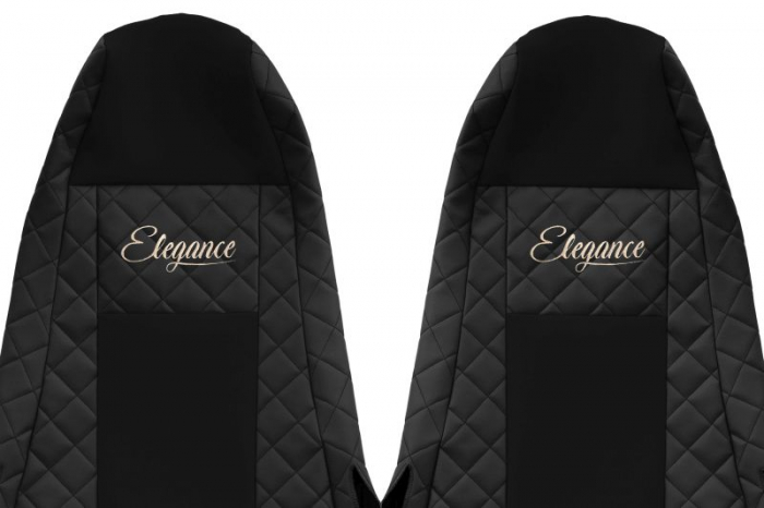 Huse scaun camion Elegance (negru, material eco-piele / velur, serie ELEGANCE, Cabina STREAMLINE; fara microfon; tetiera integrata pentru pasageri; tetiera soferului integrata) potrivit SCANIA [3]