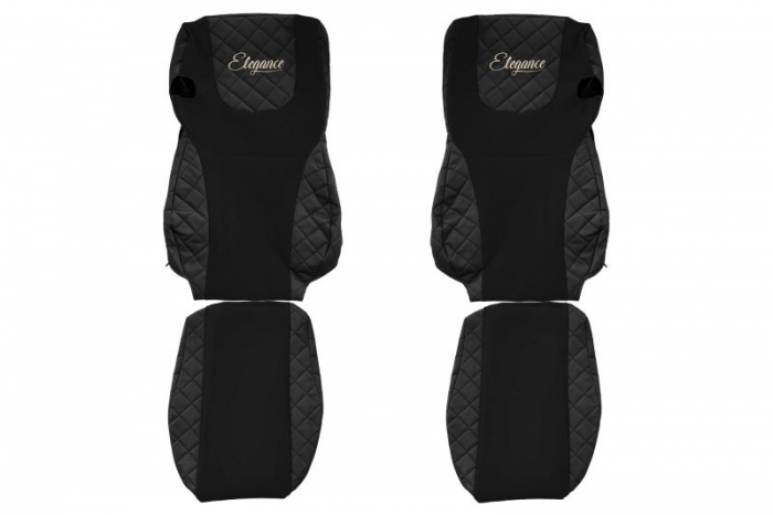 Huse scaun camion Elegance (negru, material eco-piele / velur, serie ELEGANCE, Euro 6) potrivit DAF [1]