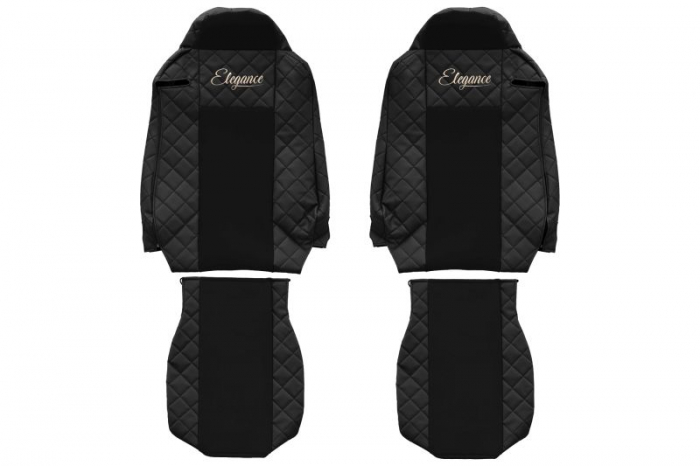 Huse scaun camion Elegance (negru, material eco-piele / velur, serie ELEGANCE) potrivit IVECO [1]