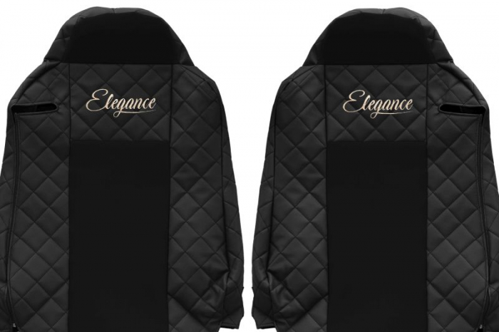 Huse scaun camion Elegance (negru, material eco-piele / velur, serie ELEGANCE) potrivit IVECO [3]