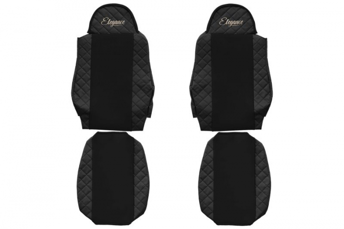 Huse scaun camion Elegance (negru, material eco-piele / velur, serie ELEGANCE) potrivit MAN [1]