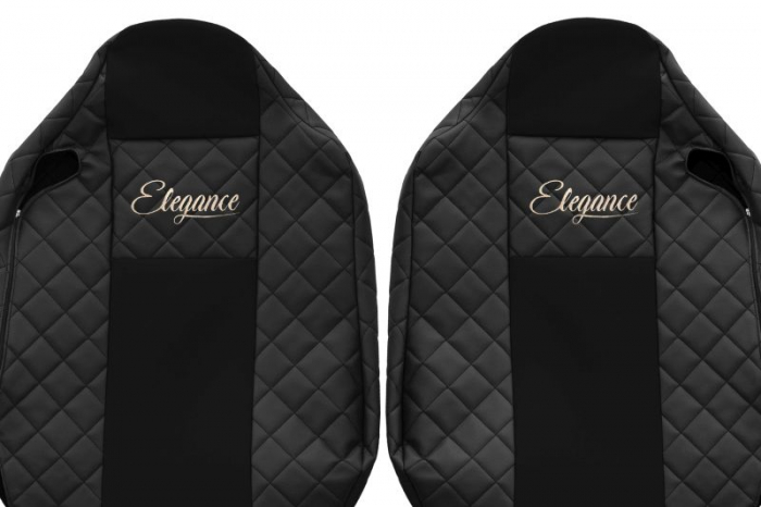 Huse scaun camion Elegance (negru, material eco-piele / velur, serie ELEGANCE, tetiera integrata pentru pasageri; tetiera soferului integrata) potrivit RENAULT T [3]