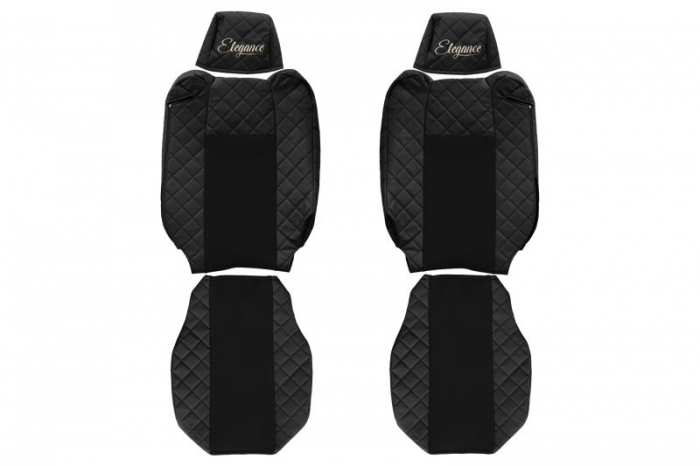 Huse scaun camion Elegance (negru, material eco-piele / velur, serie ELEGANCE, tetiera reglabila a pasagerului; tetiera reglabila a soferului) potrivit RENAULT T [1]