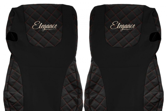 Huse scaun camion Elegance (negru/rosu, material eco-piele / velur, serie ELEGANCE, Euro 6) potrivit DAF [3]