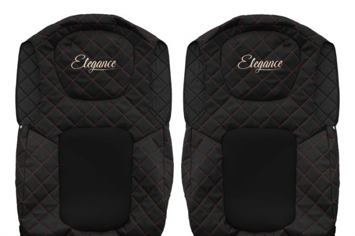 Huse scaun camion Elegance (negru/rosu, material eco-piele / velur, serie ELEGANCE) potrivit FORD F-MAX [3]