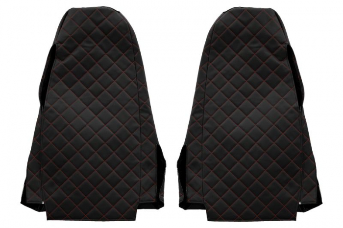 Huse scaun camion Elegance (negru/rosu, material eco-piele / velur, serie ELEGANCE, tetiera integrata pentru pasageri; tetiera soferului integrata) potrivit SCANIA [2]