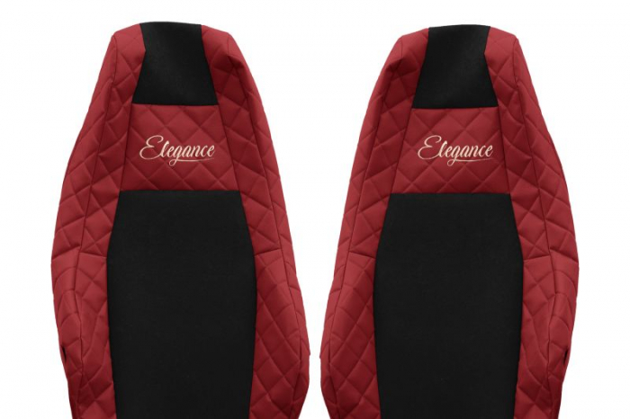 Huse scaun camion Elegance (rosu, material eco-piele, serie ELEGANCE, tetiera integrata pentru pasageri; tetiera soferului integrata) potrivit SCANIA R [3]