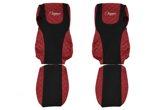 Huse scaun camion Elegance (rosu, material eco-piele / velur, serie ELEGANCE, Euro 6) potrivit DAF [1]