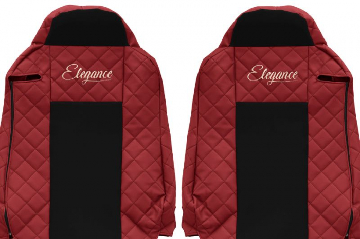 Huse scaun camion Elegance (rosu, material eco-piele / velur, serie ELEGANCE) potrivit IVECO [3]