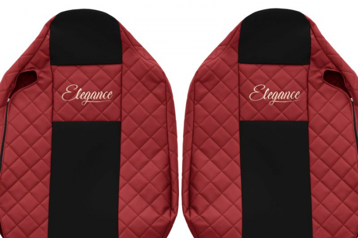 Huse scaun camion Elegance (rosu, material eco-piele / velur, serie ELEGANCE, tetiera integrata pentru pasageri; tetiera soferului integrata) potrivit RENAULT T [3]