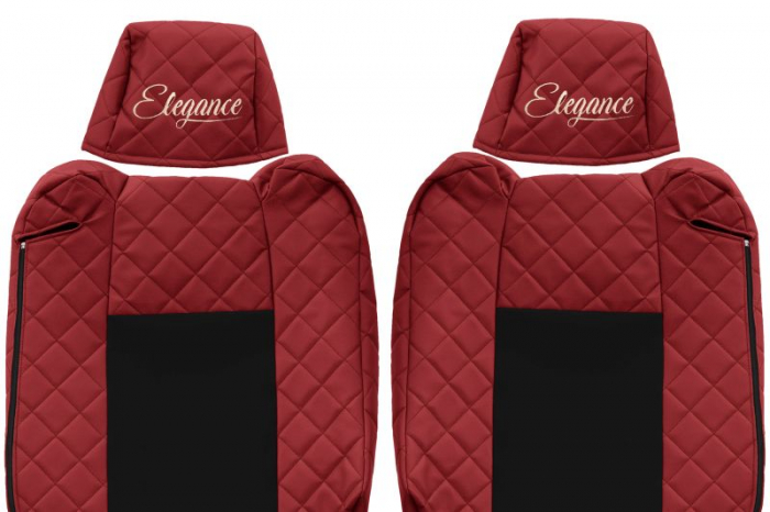 Huse scaun camion Elegance (rosu, material eco-piele / velur, serie ELEGANCE, tetiera reglabila a pasagerului; tetiera reglabila a soferului) potrivit RENAULT T [3]