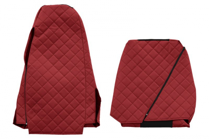 Huse scaun camion Elegance (rosu, material eco-piele / velur, serie ELEGANCE, tetiera reglabila a pasagerului; tetiera soferului integrata) potrivit SCANIA [2]