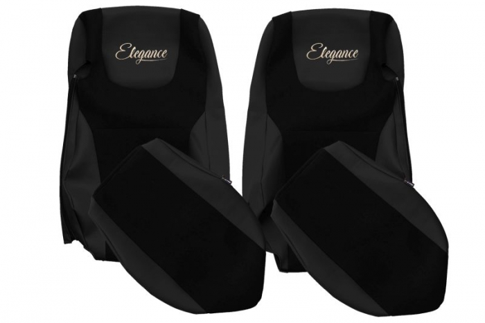 Huse scaun camion ELEGANCE S (negru, material eco-leather / velur, EURO 6) potrivit DAF XF 105, XF 106 dupa 2012 [1]