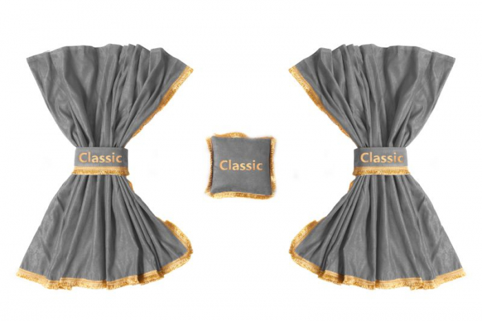 Perdea cortina cabina (cabina larga, piele intoarsa) CLASSIC, cantitate in set: 5buc gri, tip cabina: XXL potrivit MAN TGA, TGX I dupa 2000 [2]