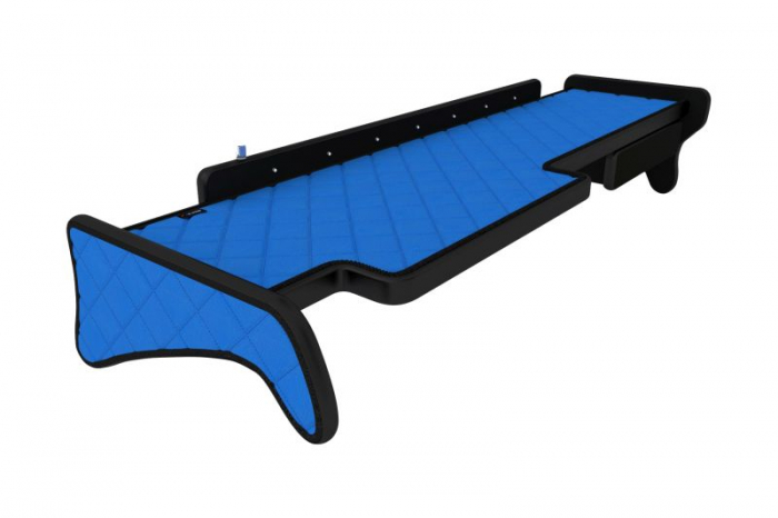 Raft polita interior cabina (panou LED, lumina alba; cabina larga XXL; lung; sertar suplimentar sub blatul mesei, lung, culoare: albastru, serie: ELEGANCE) potrivit MAN [1]