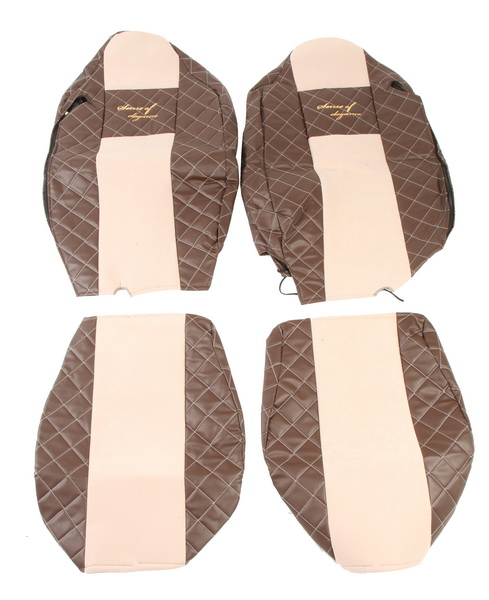 Set 2 huse scaun Elegance (maro/bej, material eco-piele / velur, serie ELEGANCE, tetiera integrata pentru pasageri; tetiera soferului integrata) potrivit RENAULT T [4]