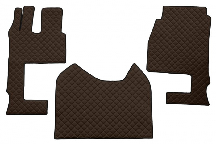 Set covor podea camion Mercedes Actros scaun pasager convertibil, ECO-LEATHER, set 3 buc. (material - eco-piele, culoare - maro, cabina lata 250 cm) [1]