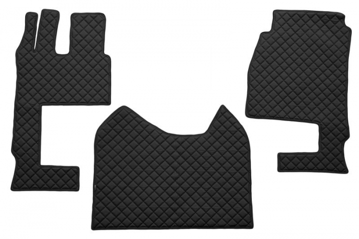Set covor podea camion Mercedes Actros scaun pasager convertibil, ECO-LEATHER, set 3 buc. (material - eco-piele, culoare - negru, cabina lata 250 cm) [1]