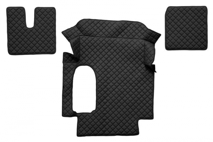 Set covor podea camion potrivit MAN ECO-LEATHER, set 3 buc. (material - eco-piele, culoare - negru, cabina lata 250 cm) potrivit MAN TGA dupa 1999 [1]
