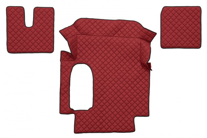 Set covor podea camion potrivit MAN ECO-LEATHER, set 3 buc. (material - eco-piele, culoare - rosu, cabina lata 250 cm) potrivit MAN TGA dupa 1999 [1]