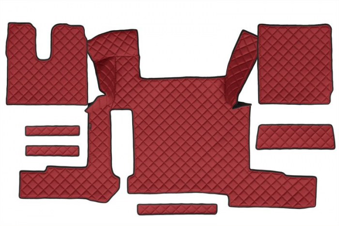 Set covor podea camion potrivit MAN ECO-LEATHER, set 7 bucati (material - eco-piele, culoare - rosu, pentru transmisie manuala) potrivit MAN TGX [1]