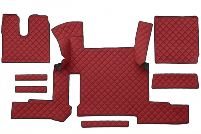 Set covor podea camion potrivit MAN ECO-LEATHER, set 7 bucati (material - eco-piele, culoare - rosu, transmisie automata) potrivit MAN TGX [1]