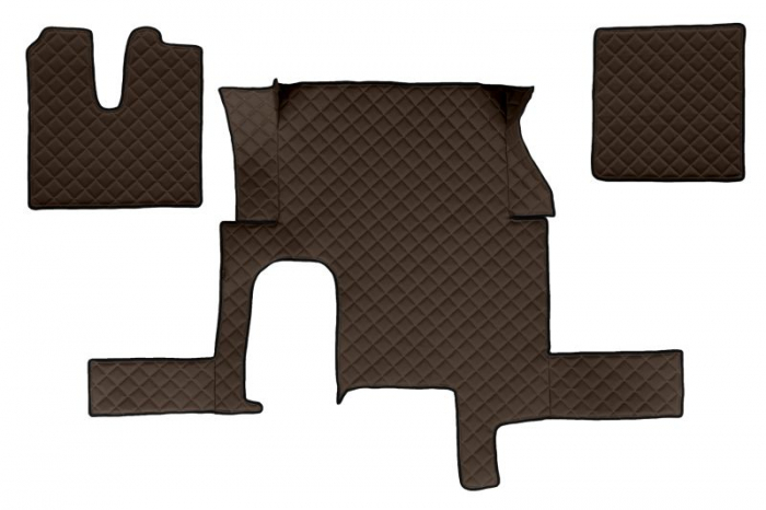 Set covor podea camion potrivit MAN un sertar, ECO-LEATHER, set 3 buc. (material - eco-piele, culoare - maro, transmisie automata) potrivit MAN TGX dupa 2006 [1]