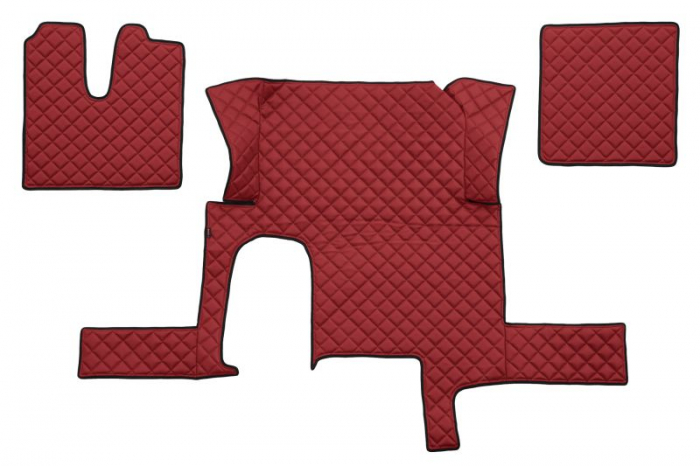 Set covor podea camion potrivit MAN un sertar, ECO-LEATHER, set 3 buc. (material - eco-piele, culoare - rosu, transmisie automata) potrivit MAN TGX dupa 2006 [1]