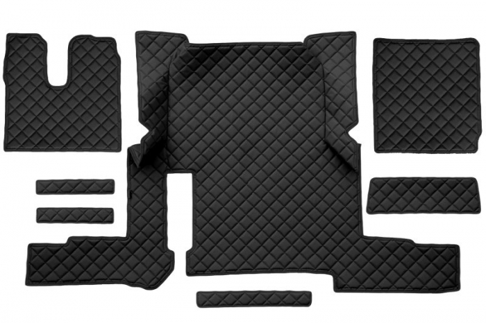 Set covor podea camion potrivit MAN un sertar, ECO-LEATHER, set 7 bucati (material - eco-piele, culoare - negru, transmisie automata) potrivit MAN TGX dupa 2019 [1]