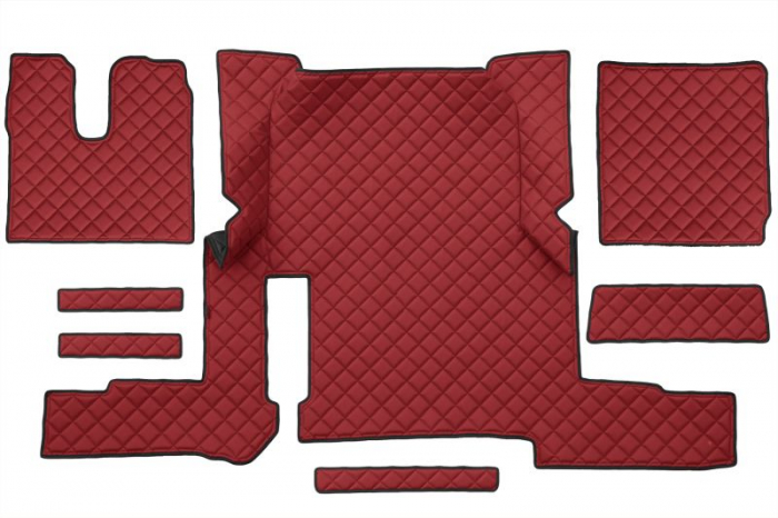 Set covor podea camion potrivit MAN un sertar, ECO-LEATHER, set 7 bucati (material - eco-piele, culoare - rosu, transmisie automata) potrivit MAN TGX dupa 2019 [1]
