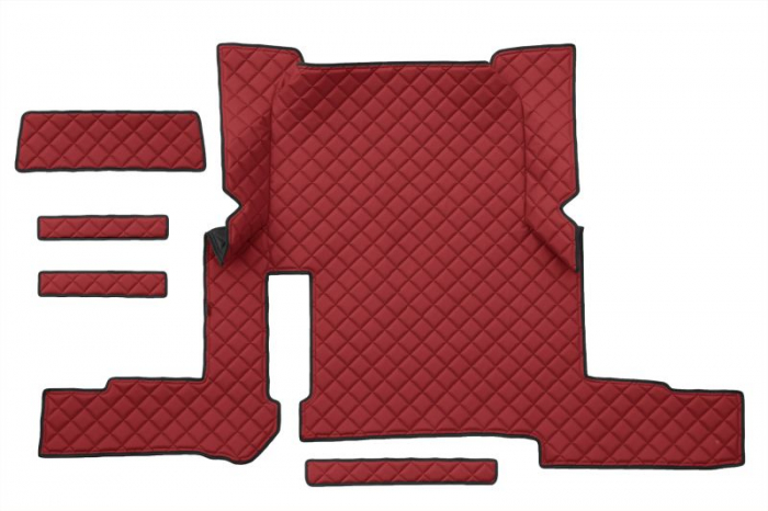 Set covor podea camion potrivit MAN un sertar, ECO-LEATHER, set 7 bucati (material - eco-piele, culoare - rosu, transmisie automata) potrivit MAN TGX dupa 2019 [3]