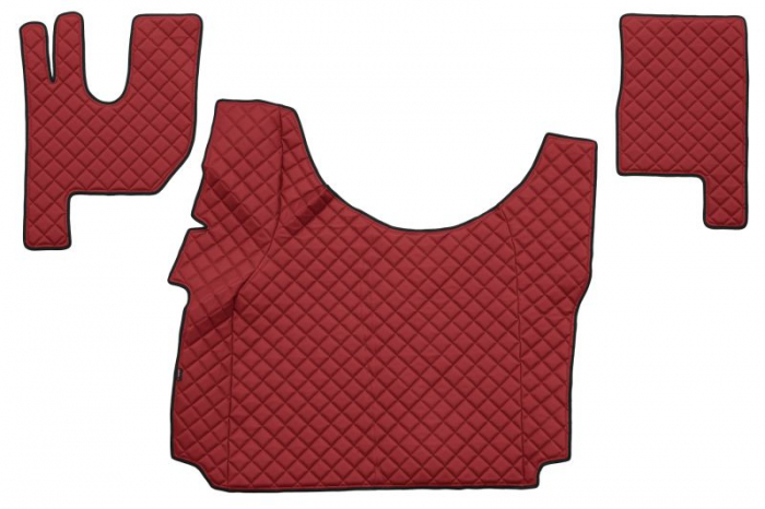 Set covor podea camion potrivit Renault tunel inalt, ECO-LEATHER, set 3 buc. (material - eco-piele, culoare - rosu) potrivit Renault Truck T dupa 2013 [1]