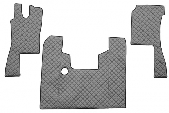 Set covor podea camion potrivit Scania ECO-LEATHER, set 3 buc. (material - eco-piele, culoare - gri, pentru transmisie manuala) potrivit SCANIA 4 1995-2008 [1]