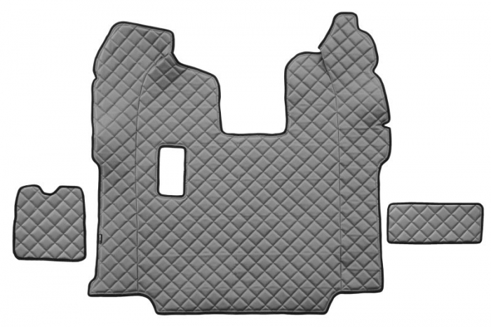 Set covor podea camion potrivit Scania ECO-LEATHER, set 5 buc (material - eco-piele, culoare - gri, pentru transmisie manuala; scaune standard - nu RECARO)  [3]