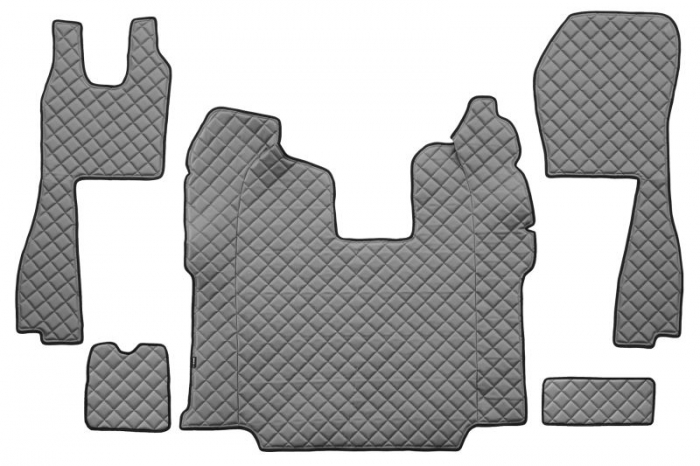 Set covor podea camion potrivit Scania ECO-LEATHER, set 5 buc (material - eco-piele, culoare - gri, scaune standard - nu RECARO; transmisie automata)  [1]